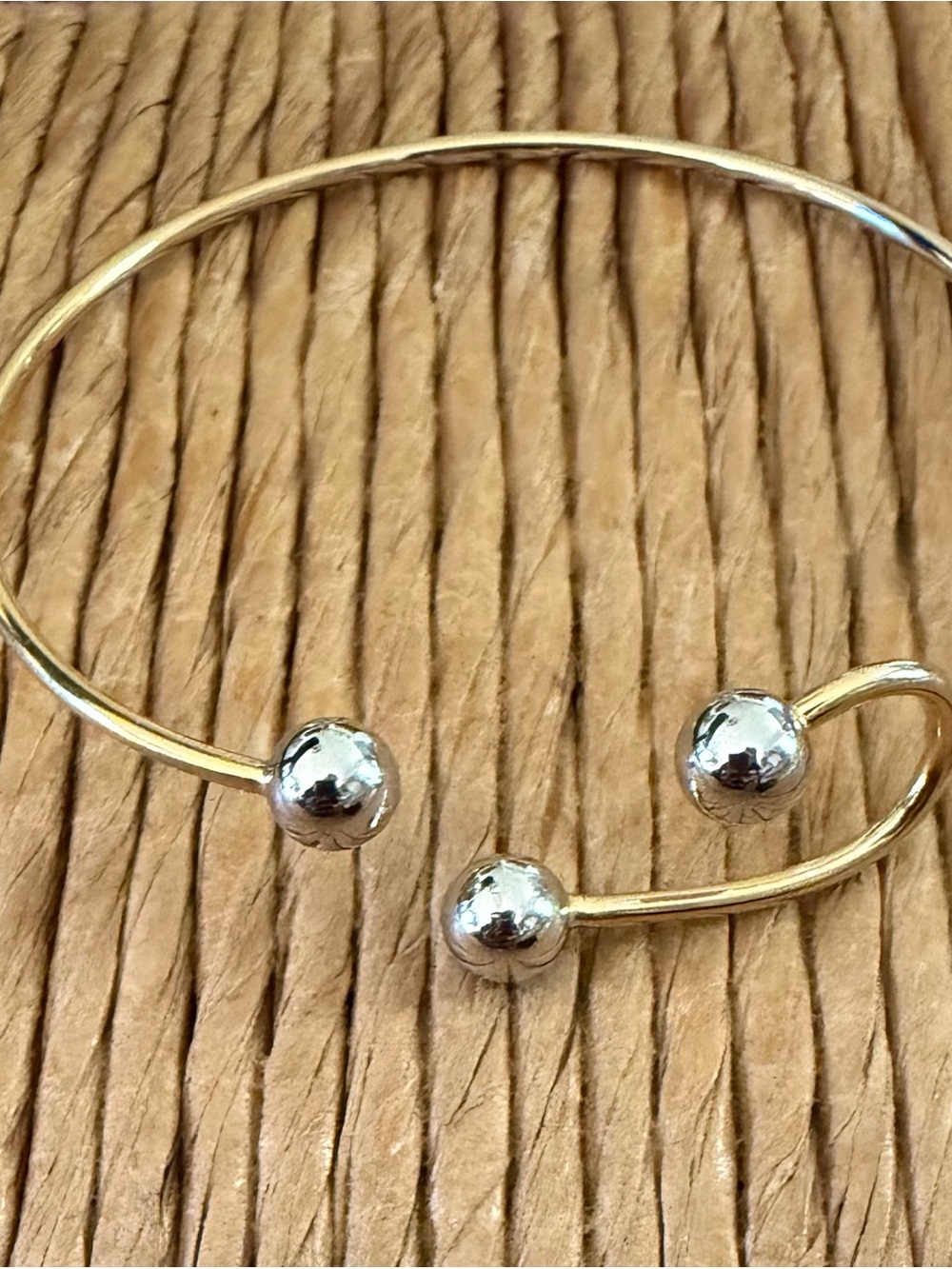Vintage Winard Gold Filled 2 Tone Lg Bangle Bracelet Bypass Orbs